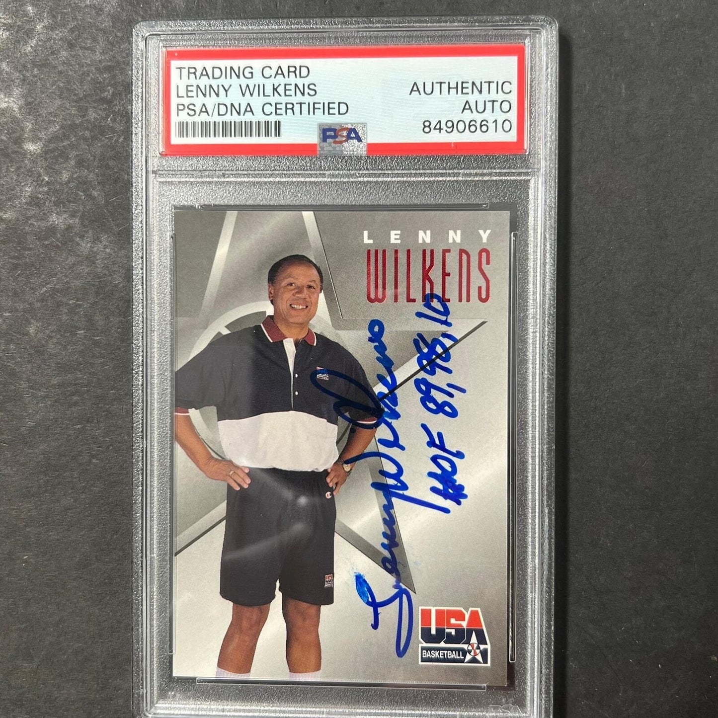 1996 Fleer Skybox #13 Lenny Wilkens Signed Card Auto PSA Slabbed USA