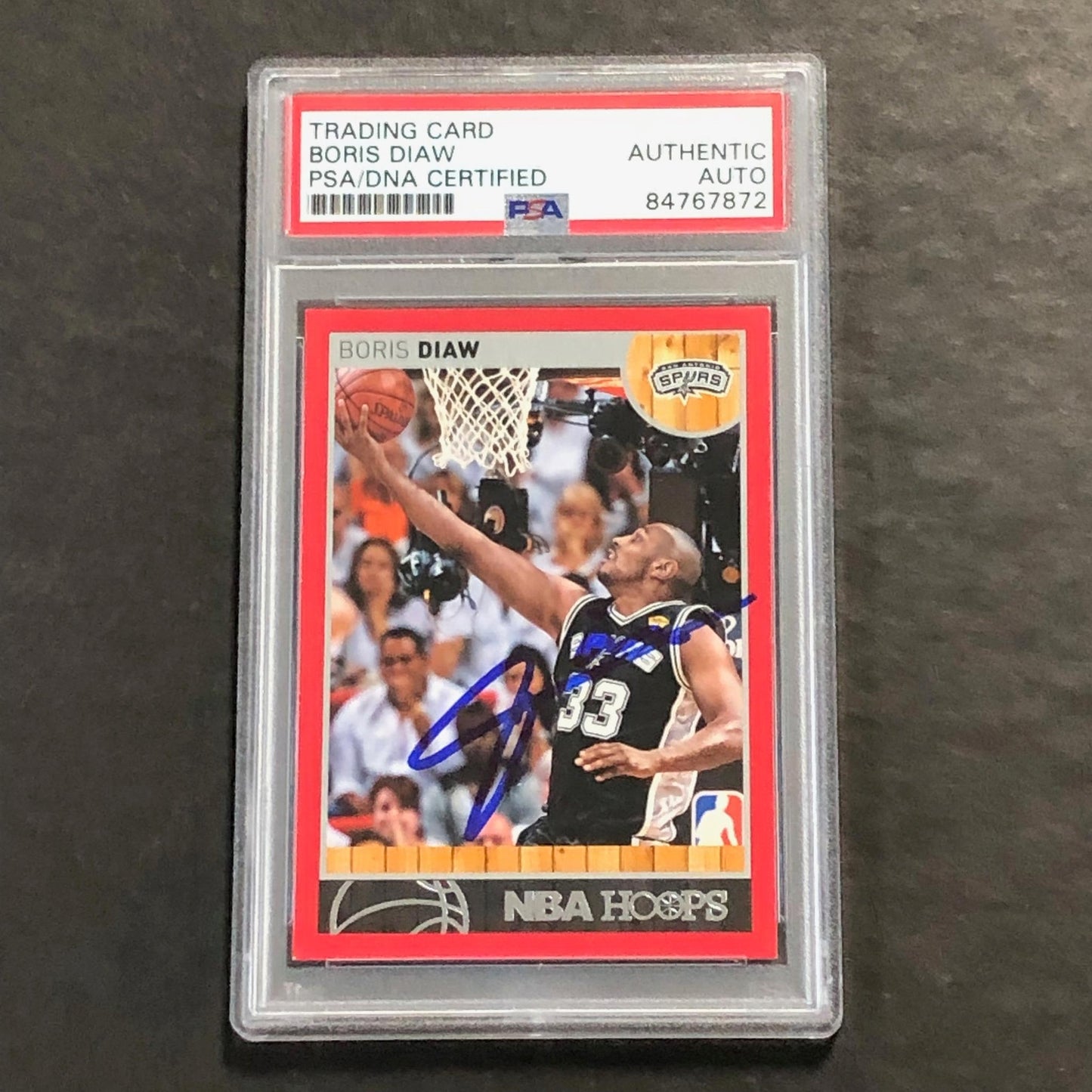 2013-14 NBA HOOPS #217 Boris Diaw Signed Card AUTO PSA Slabbed Spurs