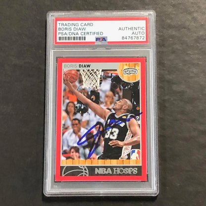 2013-14 NBA HOOPS #217 Boris Diaw Signed Card AUTO PSA Slabbed Spurs