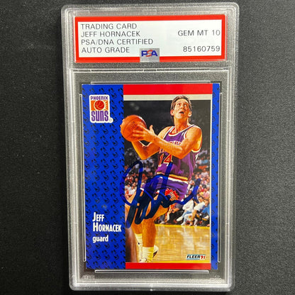 1991 Fleer #160 Jeff Hornacek Signed AUTO 10 PSA/DNA Slabbed Suns