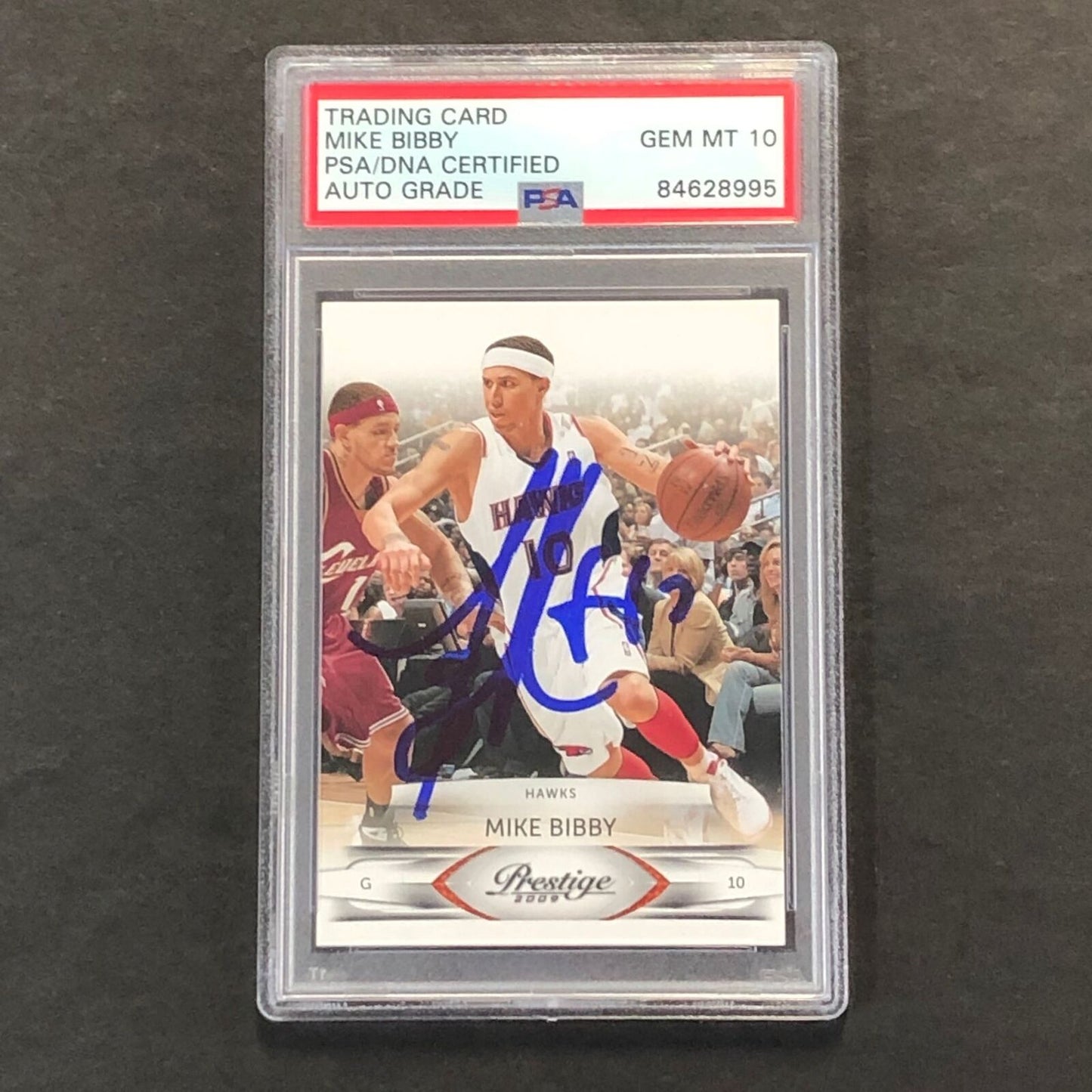 2009-10 Panini Prestige #3 Mike Bibby Signed Card AUTO GRADE 10 PSA Slabbed Hawk