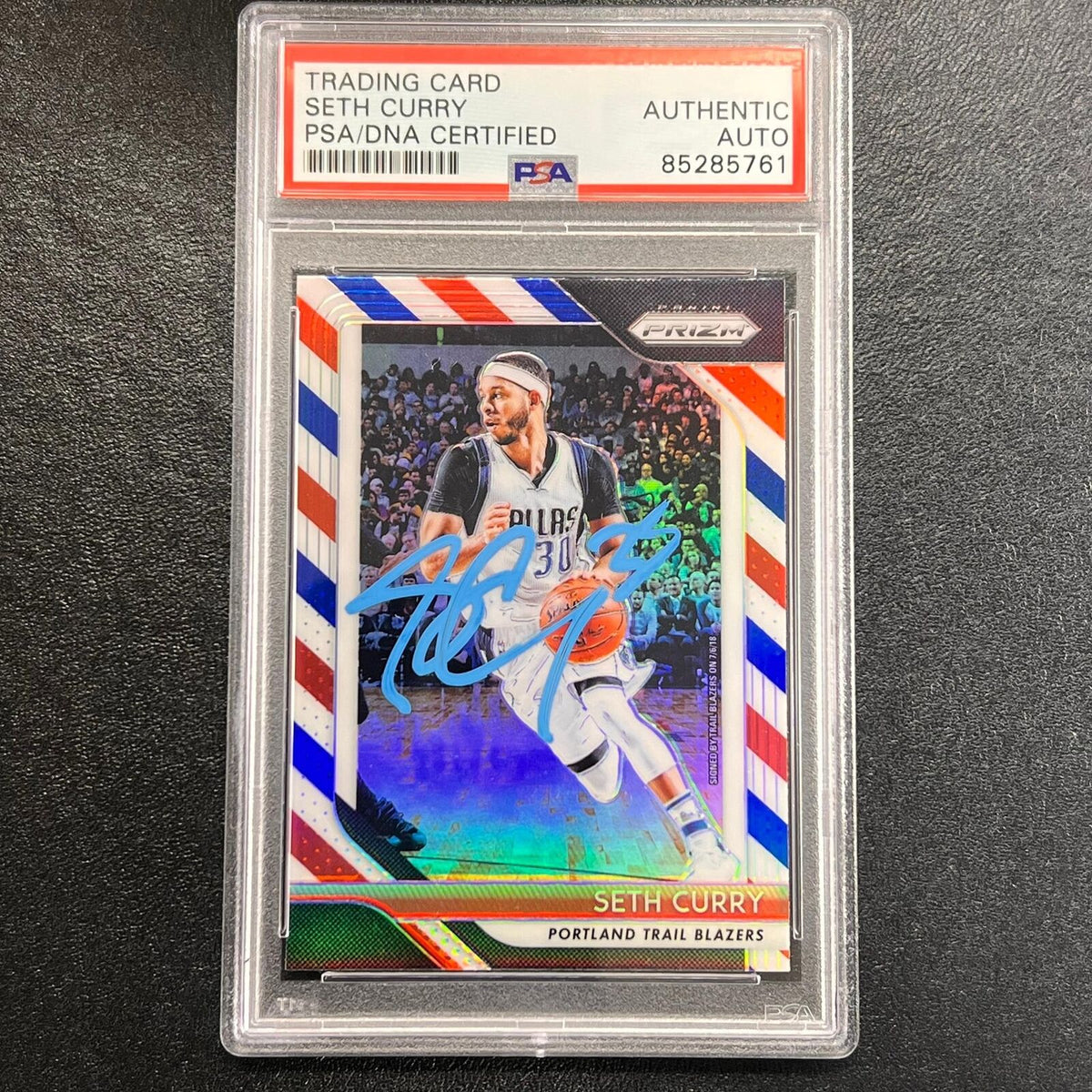 2018-19 Panini Prizm #131 Seth Curry Signed Card AUTO PSA Slabbed Portland Trail