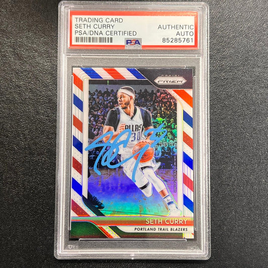 2018-19 Panini Prizm #131 Seth Curry Signed Card AUTO PSA Slabbed Portland Trail