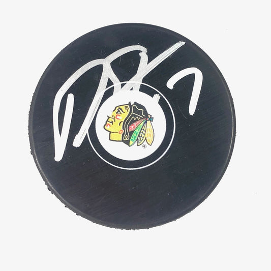 DYLAN STROME signed Hockey Puck PSA/DNA Chicago Blackhawks Autographed