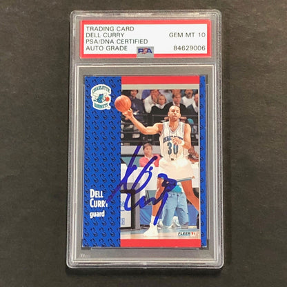 1991-92 Fleer #19 Dell Curry Signed Card AUTO PSA/DNA Slabbed Hornets