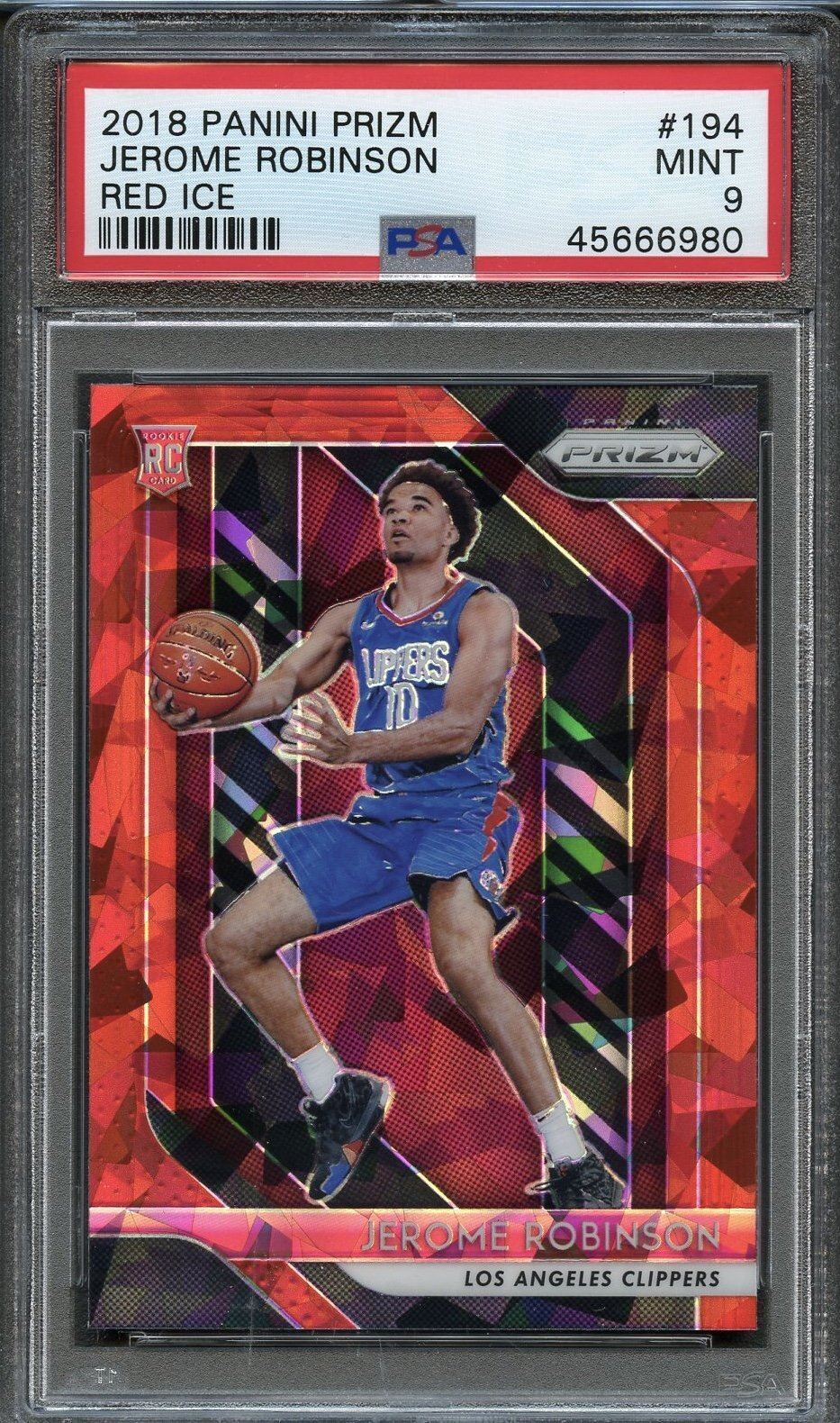 2018 Panini Prizm #194 Jerome Robinson Red Ice Prizm PSA 9 Mint RC
