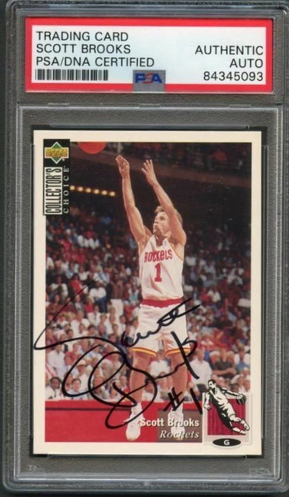 1994-1995 Upper Deck Collector's Choice #265 Scott Brooks Signed Card AUTO PSA S