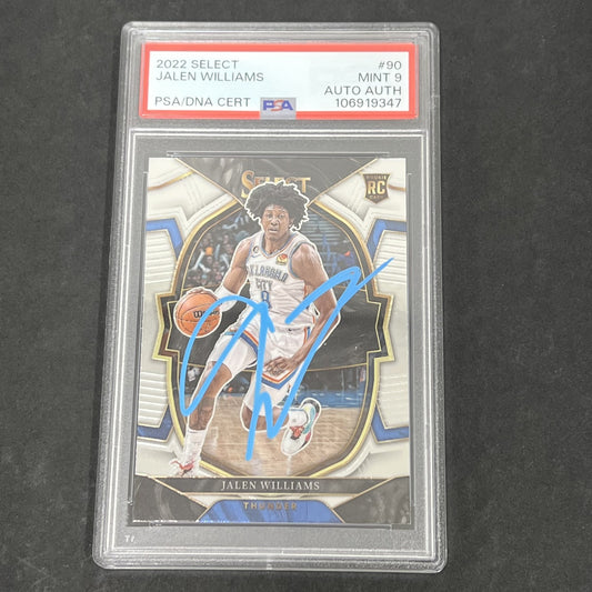 2022 Panini Select #90 Jalen Williams signed card PSA 9 Auto A Thunder