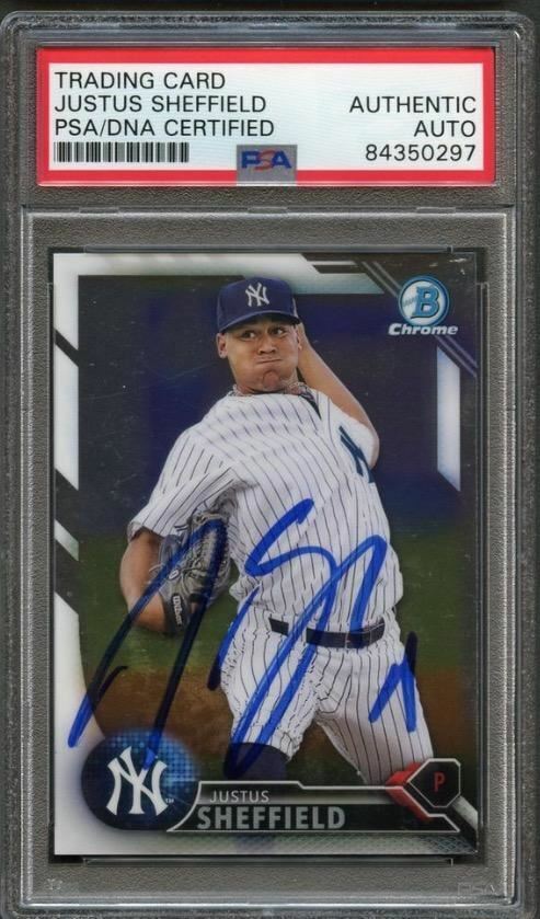 2016 Bowman Draft Chrome #BD125 Justus Sheffield Signed Card PSA Slabbed Auto Ya