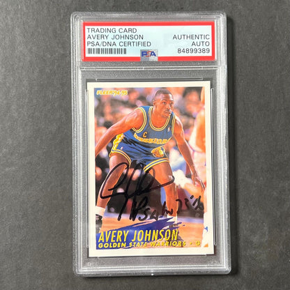 1994 Fleer #74 Avery Johnson Signed Card AUTO PSA Slabbed Warriors