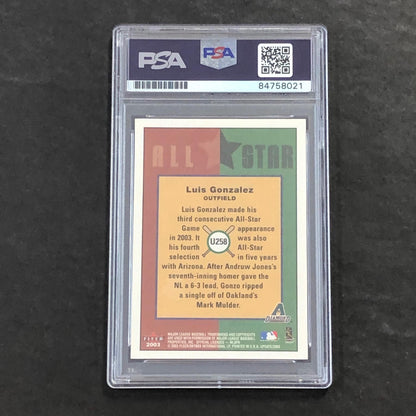 2003 Fleer Luis Gonzalez Signed Card PSA Slabbed Auto Dbacks