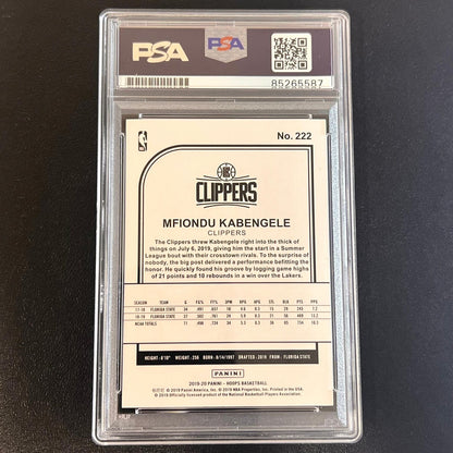 2019-20 Panini Hoops #222 Mfiondu Kabengele Signed Card AUTO PSA Slabbed Clipper