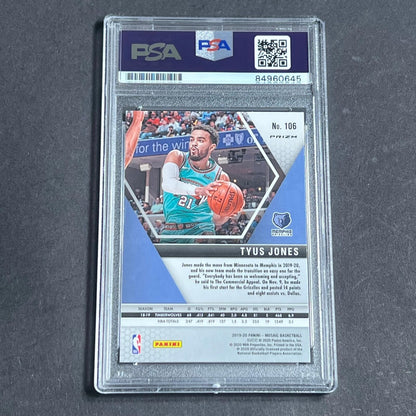 2019-20 Panini Mosaic #106 Tyus Jones Signed Card AUTO PSA Slabbed Grizzlies