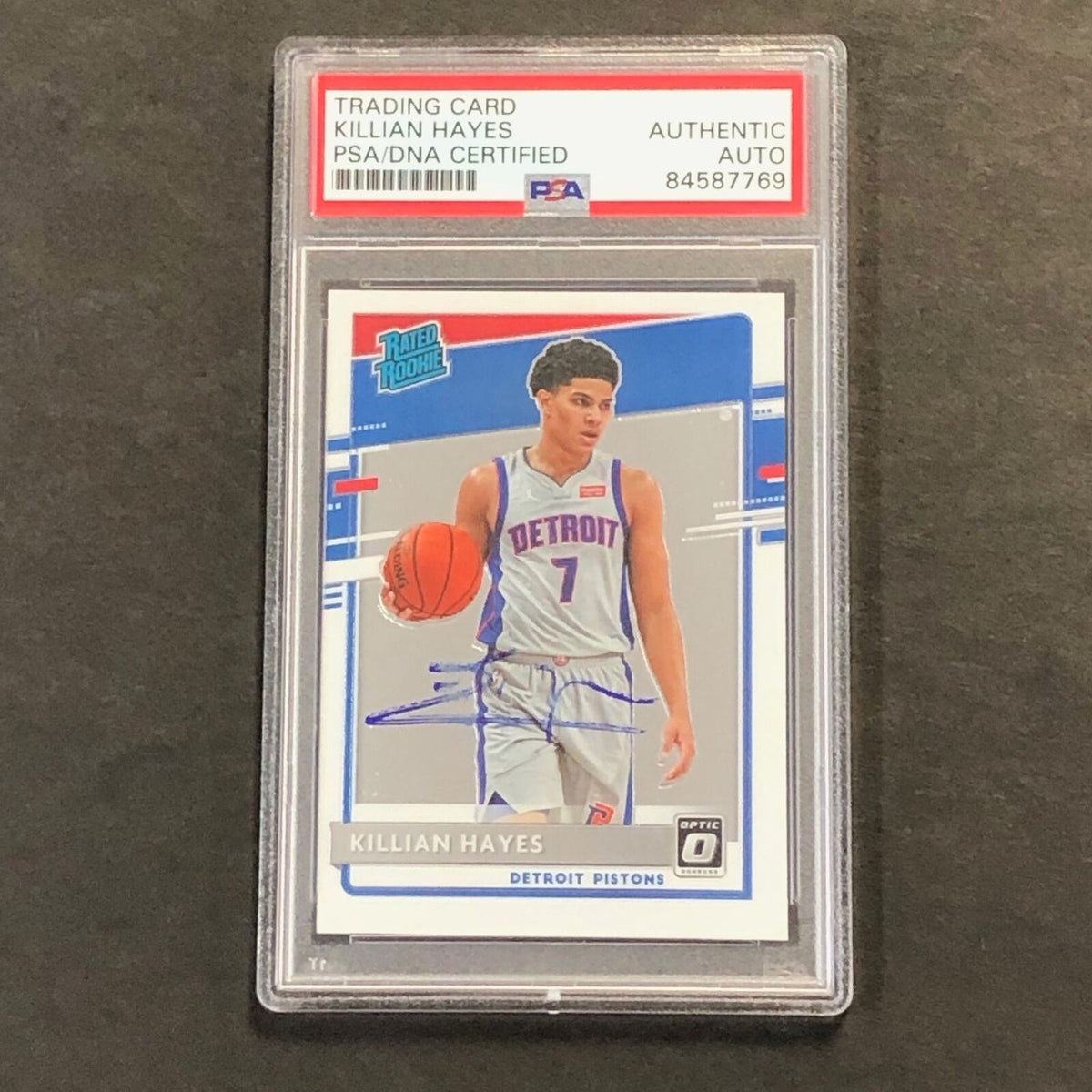 2020-21 Optic Rated Rookie #157 Killian Hayes Signed Card AUTO PSA Slabbed RC Pi