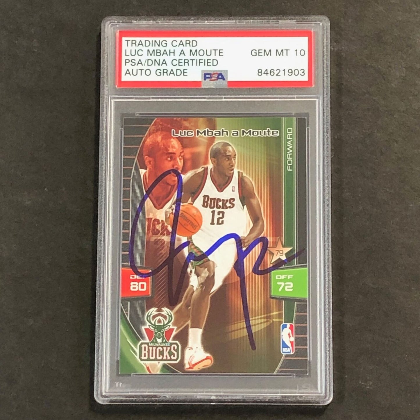 2009-10 Adrenalyn XL #188 Luc Mbah a Moute Signed Card AUTO 10 PSA Slabbed Bucks