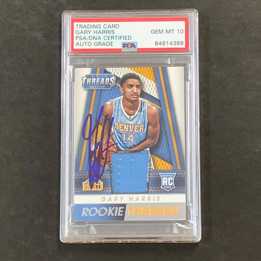 2014-15 Panini Threads Rookie Threads #98 Gary Harris Signed Relic Card Auto 10