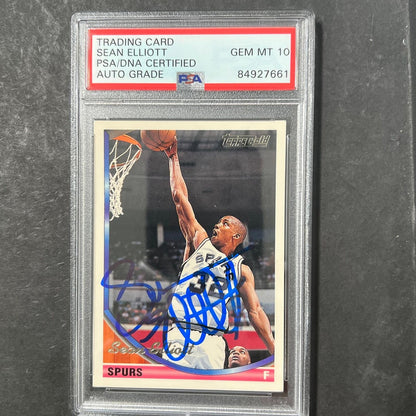 1993-94 Topps #196 Sean Elliott Signed Card Auto 10 PSA Slabbed Spurs