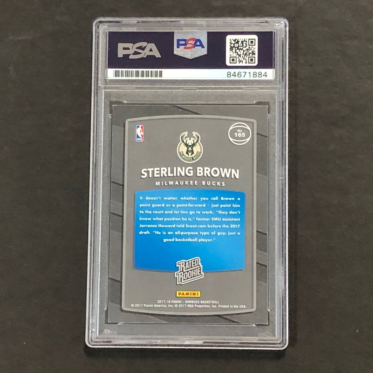 2017-18 Donruss Rated Rookie #165 Sterling Brown Signed Card PSA/DNA Slabbed RC