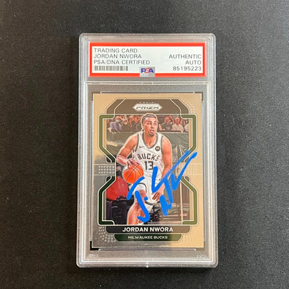 2021-22 Panini Prizm #80 Jordan Nwora Signed Card AUTO PSA/DNA Slabbed Bucks