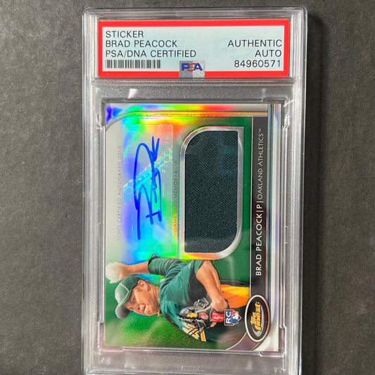 2012 Topps Finest #AJR-BP Brad Peacock Signed Card PSA Slabbed AUTO Athletics RC