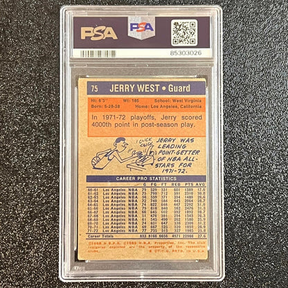 1972 Topps #75 JERRY WEST Signed Card Authentic AUTO 9 PSA Slabbed Lakers