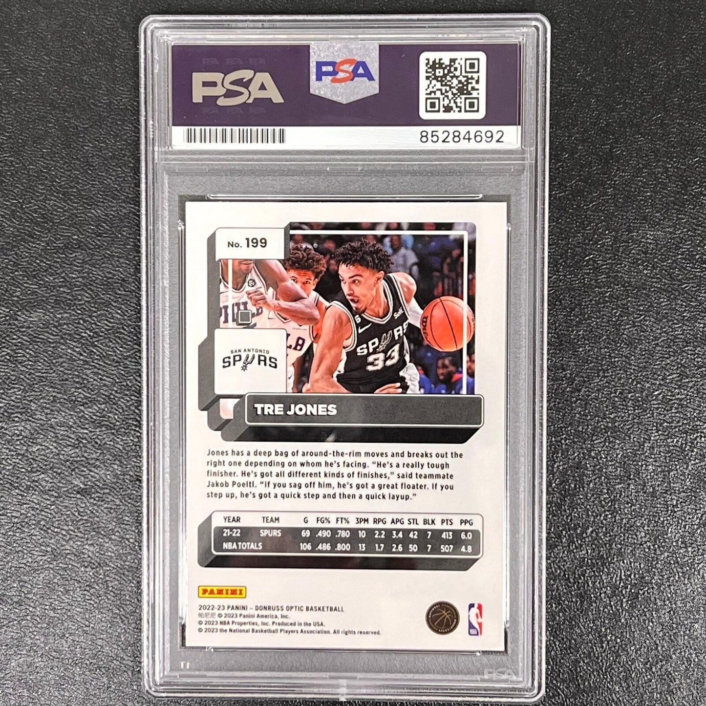 2020-21 Panini Donruss Optic #188 Tre Jones Signed Card AUTO PSA/DNA Slabbed RC
