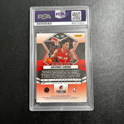 2021-2022 Panini Mosaic #102 ANFERNEE SIMONS Signed AUTO PSA Slabbed Blazers