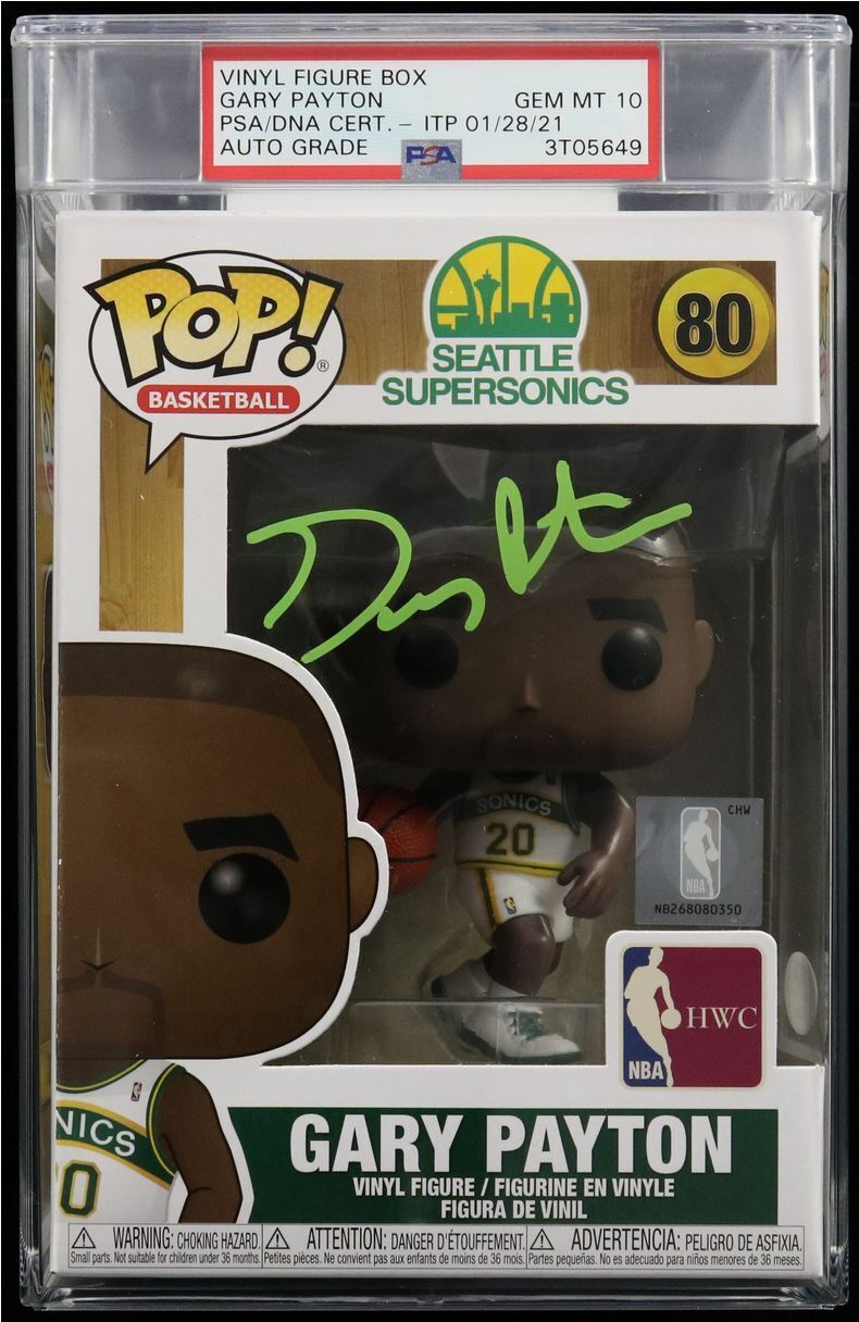 Gary Payton Signed Funko Pop #80 PSA/DNA Encapsulated Auto 10 Gem Mint