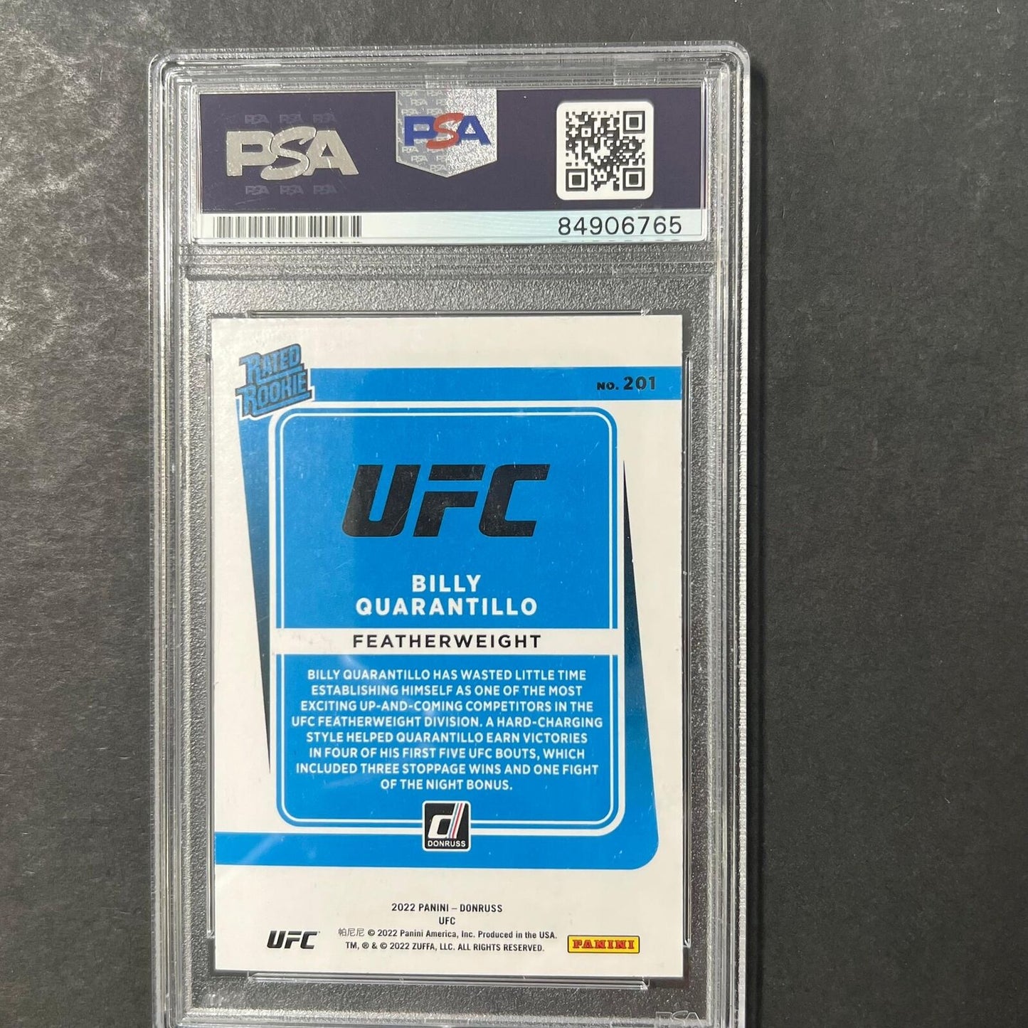 2022 Panini Donruss #201 Billy Quarantillo Signed Card AUTO PSA Slabbed UFC