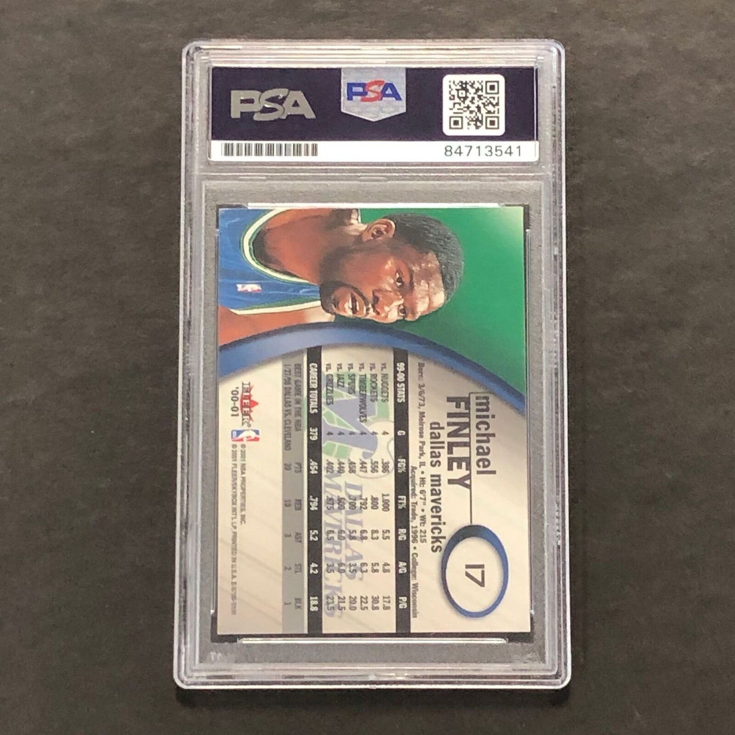 2000-01 Fleer #17 Michael Finley signed card PSA/DNA Dallas Mavericks Slabbed
