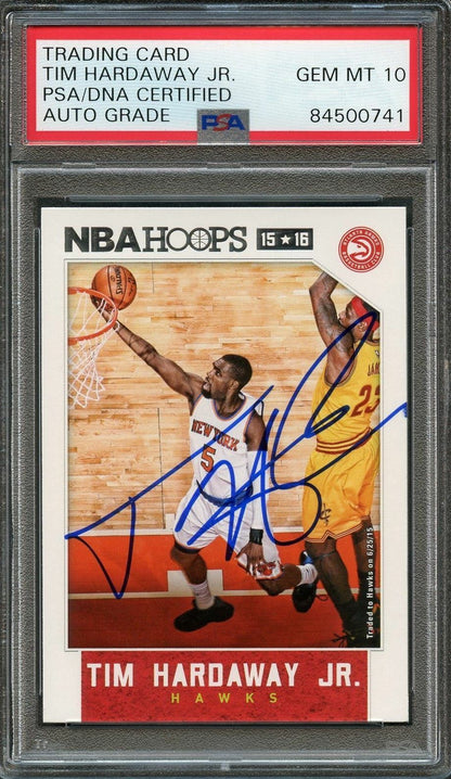 2015-16 NBA Hoops #26 Tim Hardaway Jr. Signed Card AUTO 10 PSA Slabbed Hawks