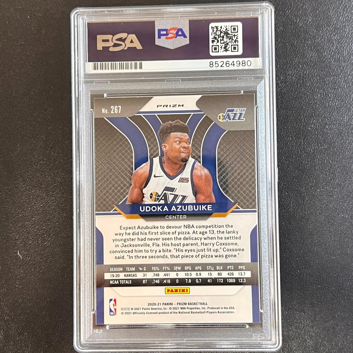 2020-21 Panini Prizm #267 Udoka Azubuike AUTO Signed Card PSA/DNA Encapsulated J
