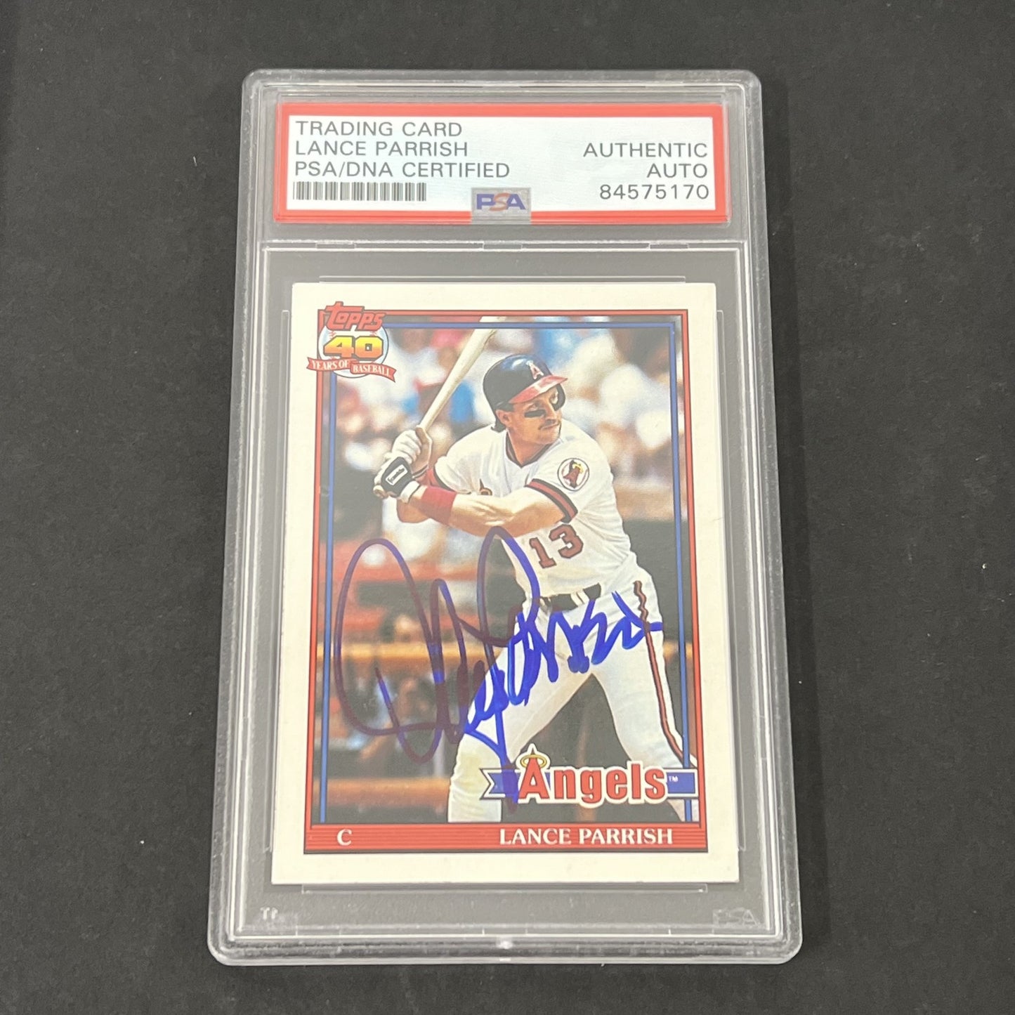 1991 Topps #210 Lance Parrish 40 Years Of Baseball signed card PSA