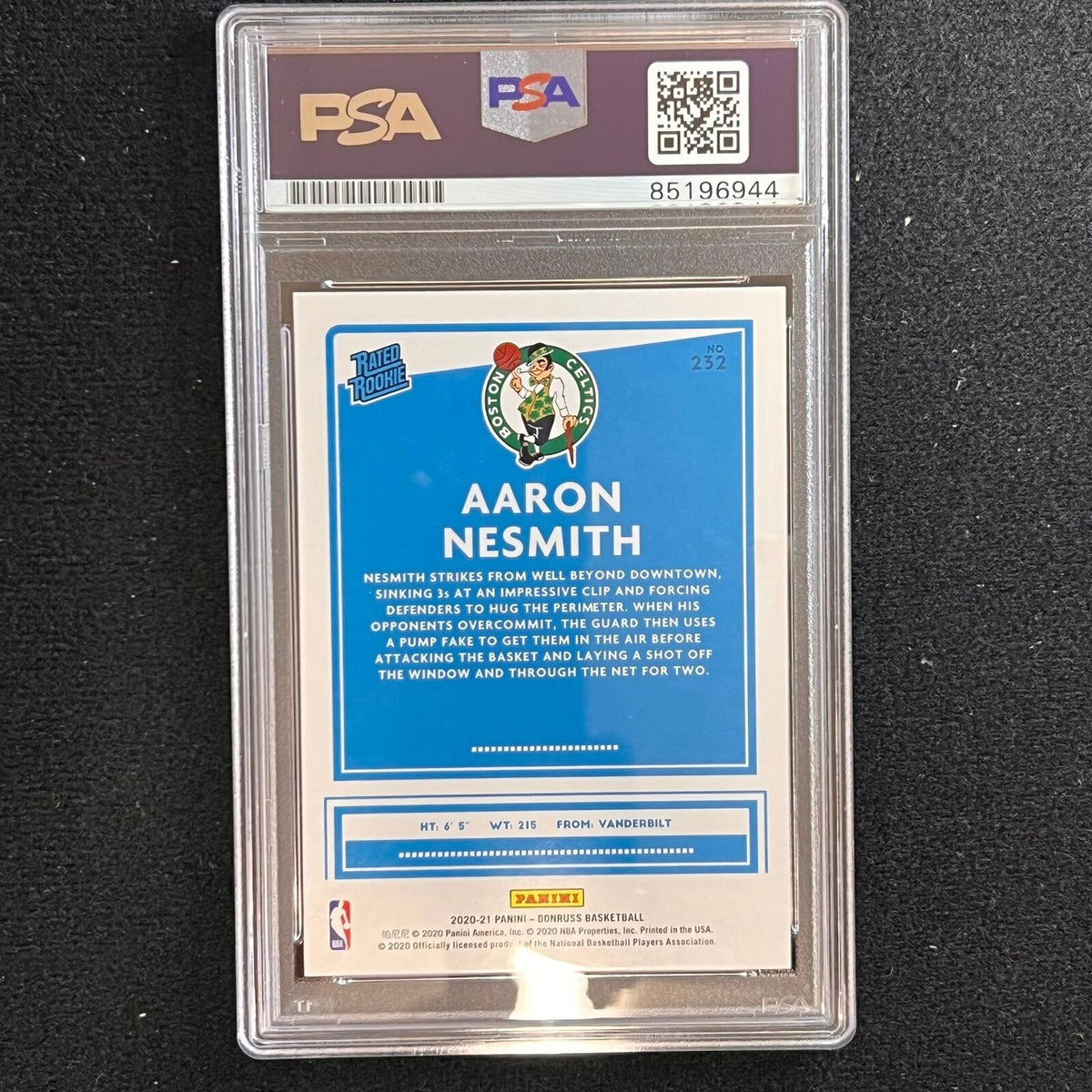 2020-21 Donruss Rated Rookie #232 Aaron Nesmith Signed Card AUTO PSA Slabbed RC