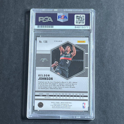2020-21 Panini Mosaic #136 Keldon Johnson Signed Card Auto Grade 10 PSA Slabbed