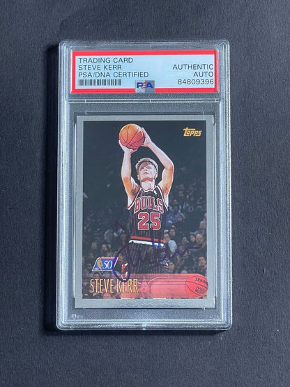 1996 Topps #126 Steve Kerr Signed Card PSA Slabbed Cavaliers