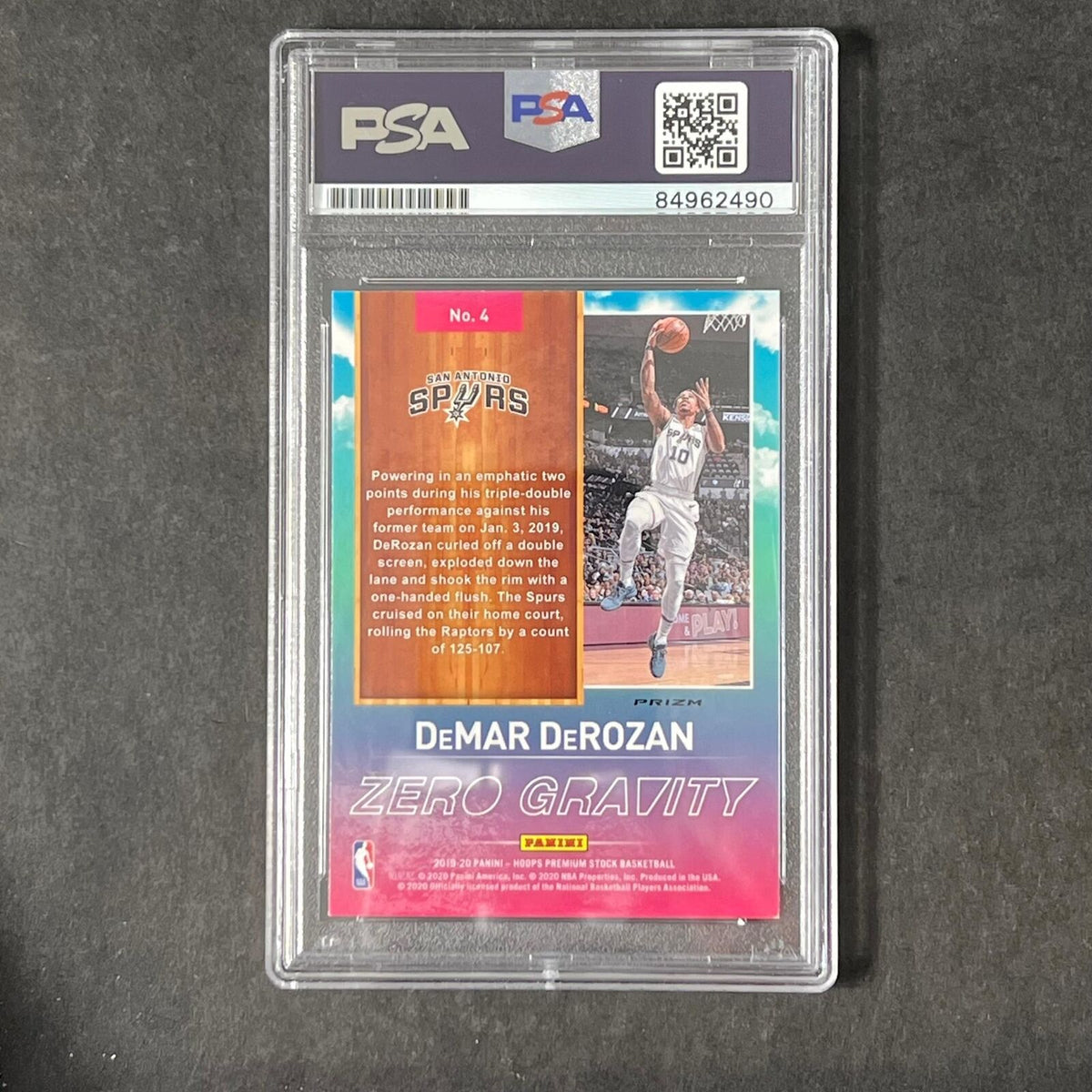 2019-20 Panini Hoops Premium Zero Gravity #4 Demar DeRozan Signed AUTO PSA Slabb