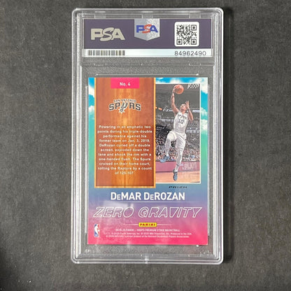 2019-20 Panini Hoops Premium Zero Gravity #4 Demar DeRozan Signed AUTO PSA Slabb