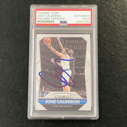 2015-16 Panini Prizm #76 Jose Calderon Signed Card AUTO PSA Slabbed Knicks