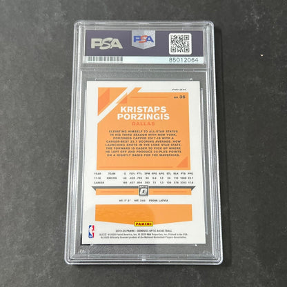 2019-20 Panini Donruss Optic #36 Kristaps Porzingis Signed Card AUTO PSA Slabbed
