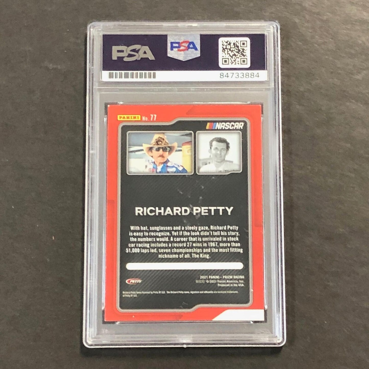 2021 Panini Prizm Racing Flashbacks #77 Richard Petty Signed Card AUTO 10 PSA Sl
