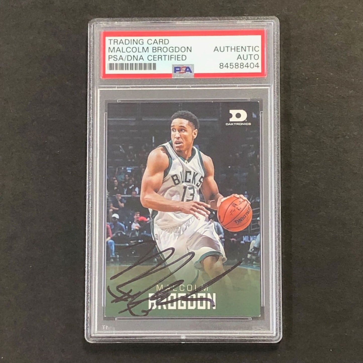 Malcolm Brogdon Signed Daktronics Card AUTO PSA/DNA Slabbed Bucks