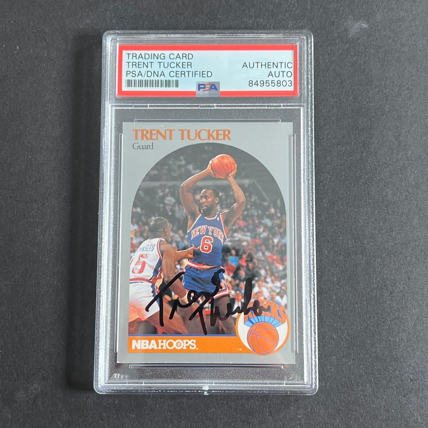 1990 NBA HOOPS #208 Trent Tucker Signed Card AUTO PSA Slabbed Knicks