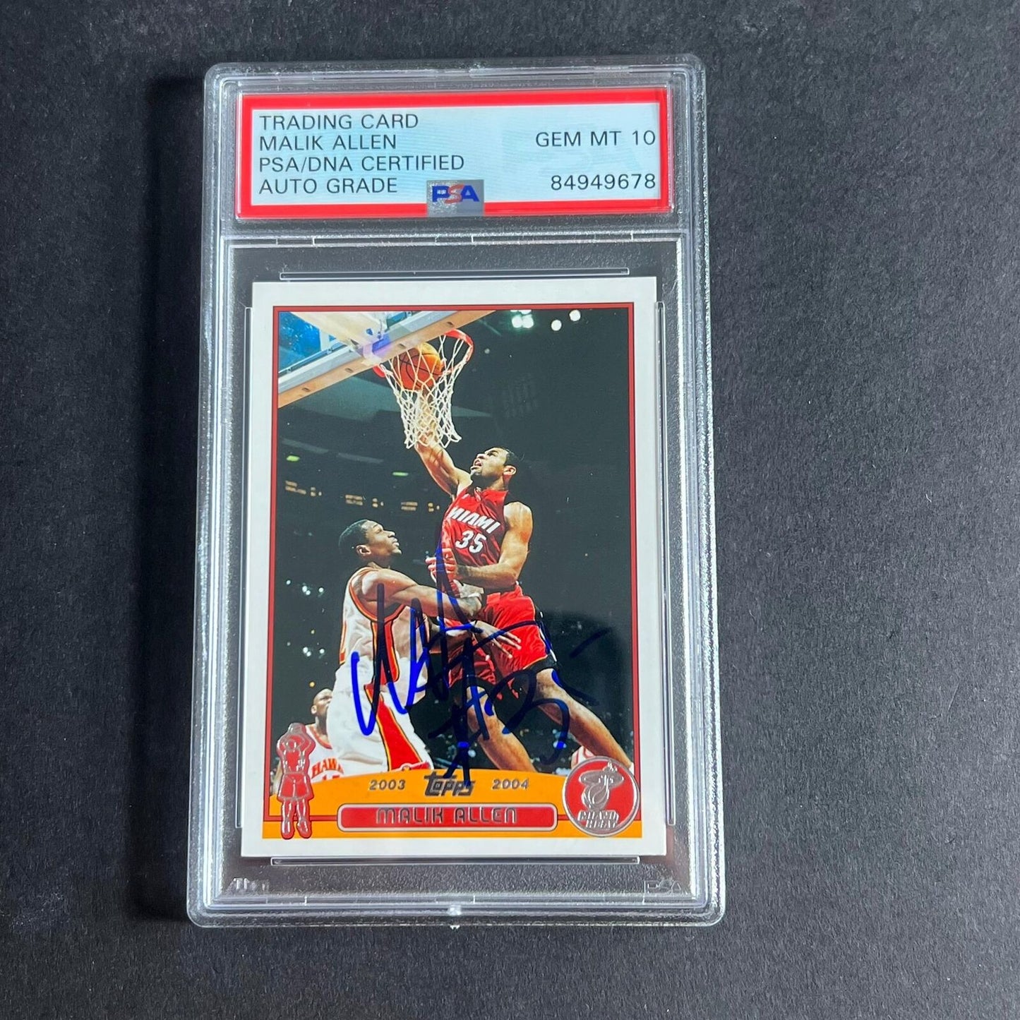 2003-04 Topps #124 Malik Allen Signed Card AUTO PSA Slabbed Heat