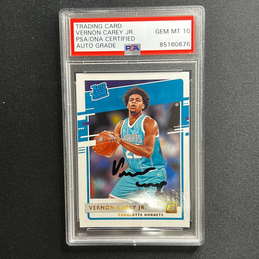 2020-21 Donruss Rated Rookie #241 Vernon Carey Jr. Signed Card AUTO 10 PSA/DNA S