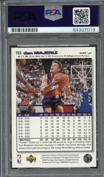 1995-96 Upper Deck Collector's Choice #153 Dan Majerle Signed Card AUTO PSA Slab