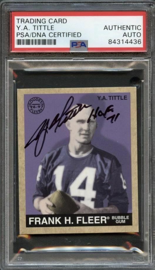 1997 Fleer Goudey #147 YA Tittle Signed Card AUTO PSA Slabbed