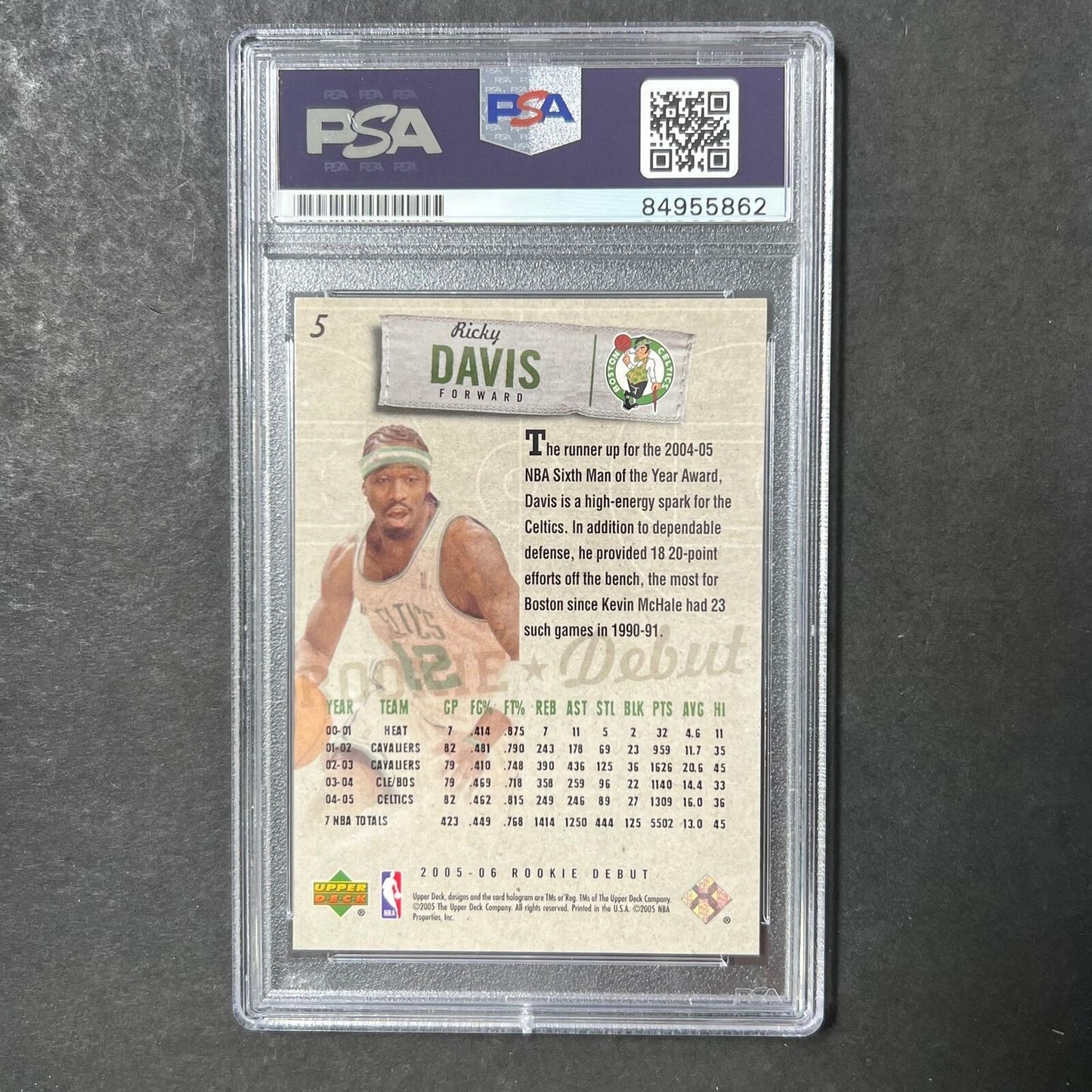 2005-06 Upper Deck #5 Ricky Davis Signed Card AUTO PSA Slabbed Celtics