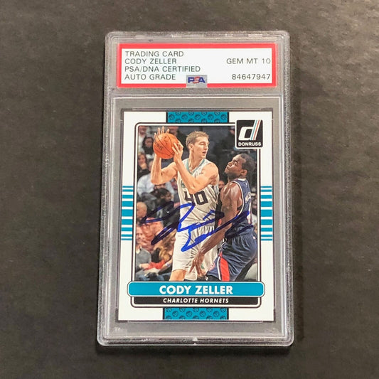 2014-15 Panini Donruss #171 Cody Zeller Signed Card AUTO 10 PSA Slabbed Hornets