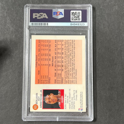 1991-92 NBA Hoops #63 B.J. Armstrong Signed Card AUTO PSA Slabbed RC Bulls